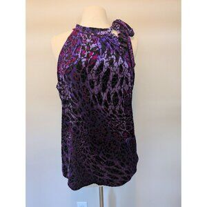 Style & CO. XL Iridescent Velvet Sleeveless Animal Print Blouse Burnout